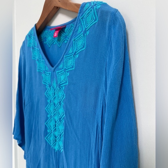 Lilly Pulitzer Blue Embroidered 3/4 Sleeve Top Size XS - Picture 4 of 6